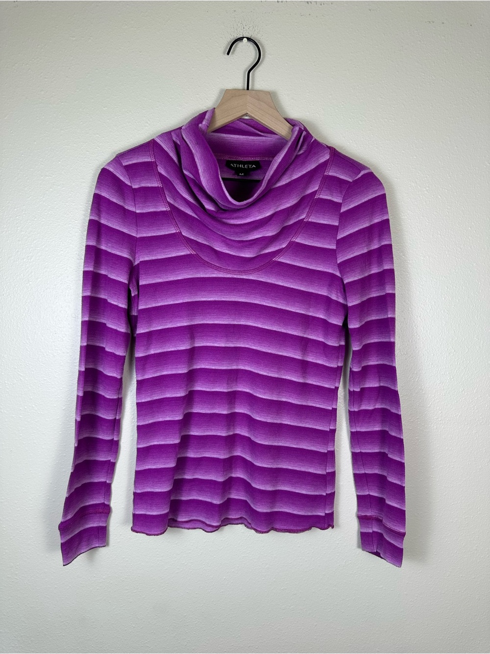 ATHLETA Colorado Women Medium Purple Gradient Striped Cowl Neck Sweater